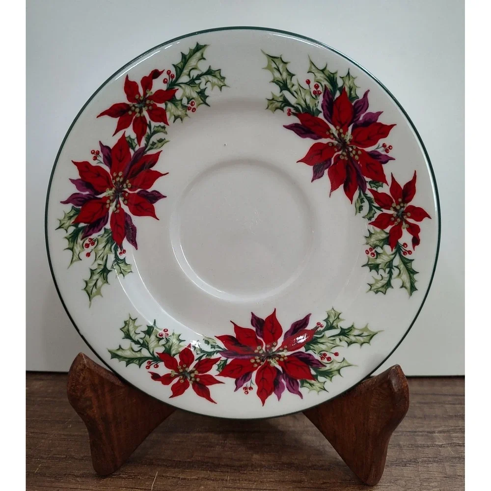 Totally Today Poinsettia Christmas Saucer 6 1/2